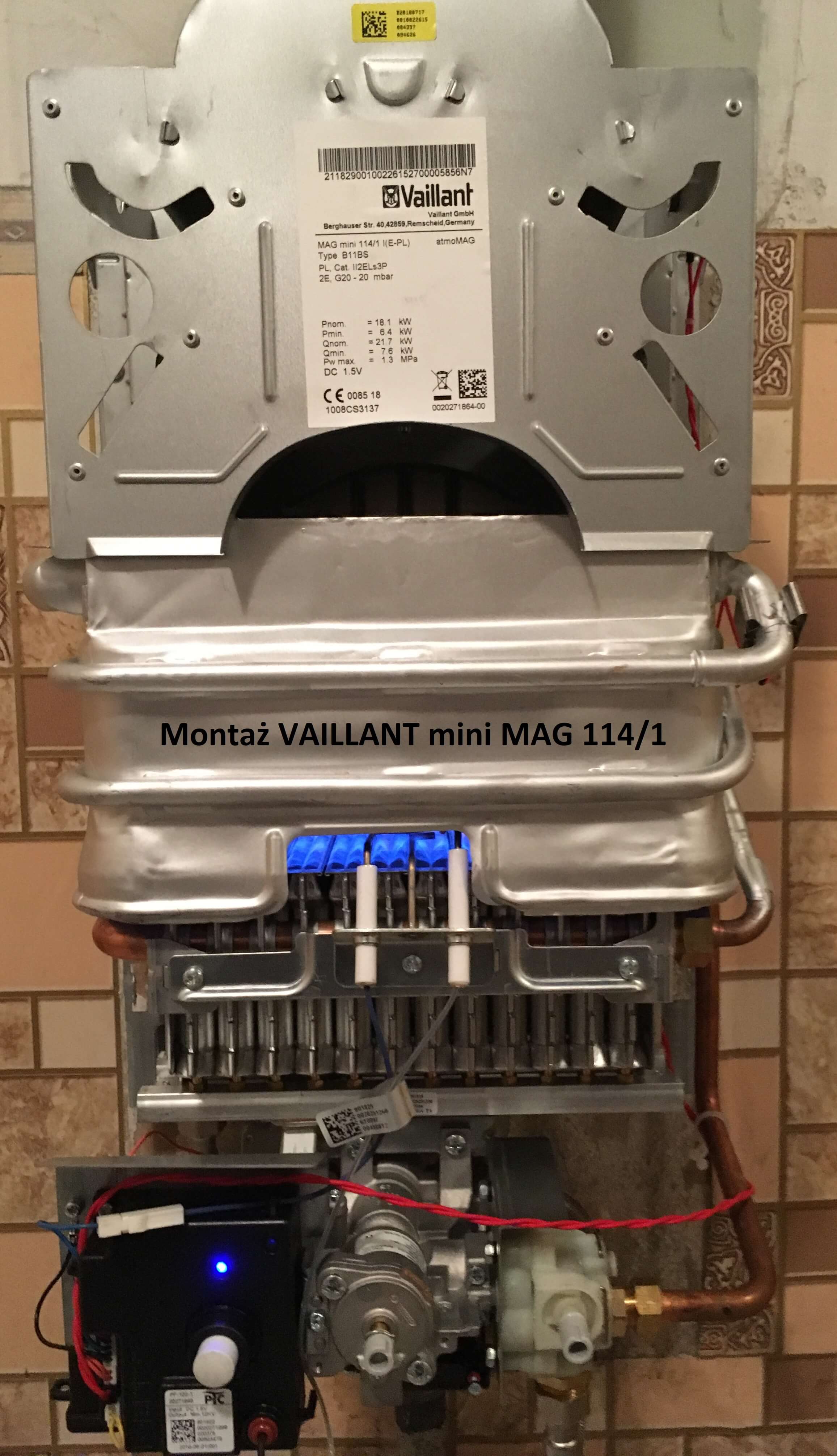 Podgrzewacz gazowy Vaillant miniMAG 11-4/1 po montażu